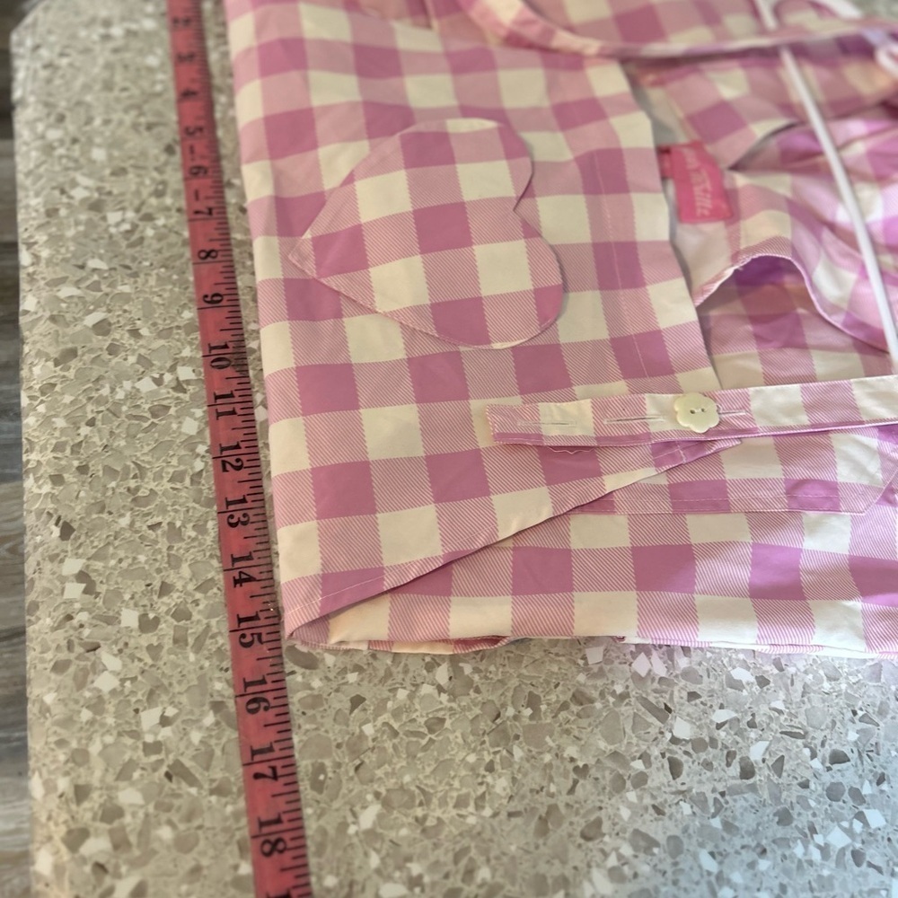 NWOT Sugar Thrillz pink heart plaid gingham flower button details Small - Picture 8 of 9